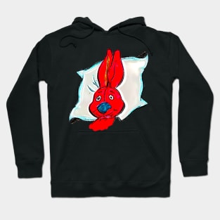 Red rabbit sleeping on the pillow Hoodie